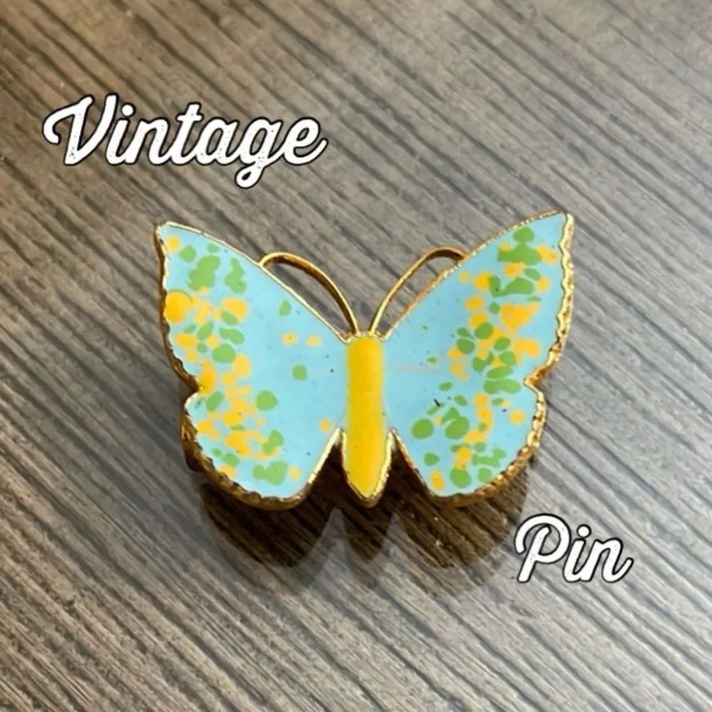 Vintage Baked Enamel Confetti Butterfly Brooch
